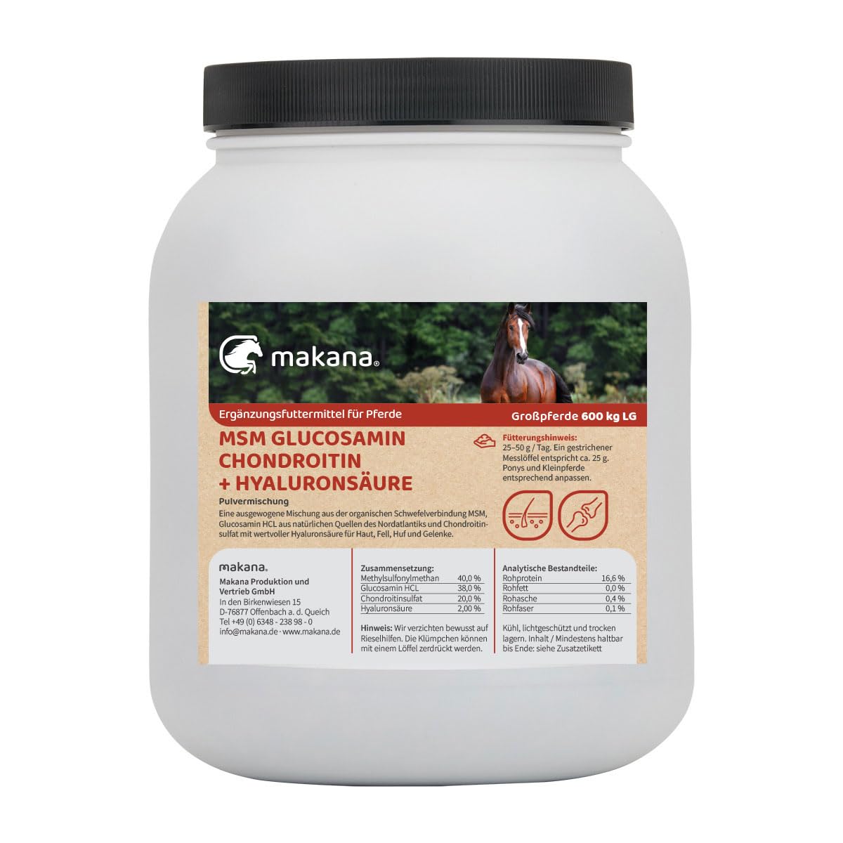 Makana MSM Glucosamin Chondroitin + Hyaluronsäure Pulver 2000 g