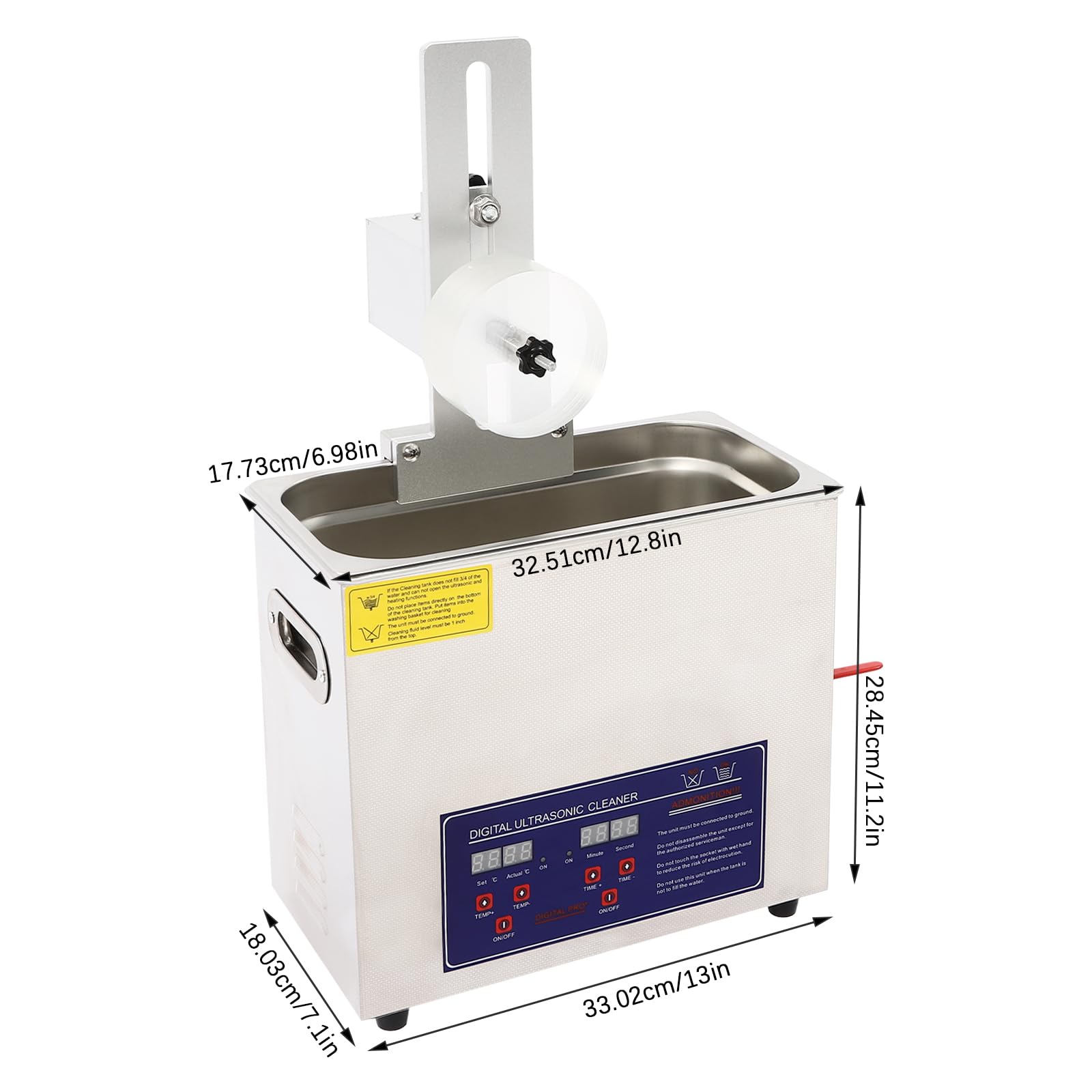 6.5L Ultrasonic Washing Machine,100V Discs Cleaning Machine,Adjustable Stand Glasses Cleaner with Ball-shaped Basket for Hardware,4.92 ft Cord