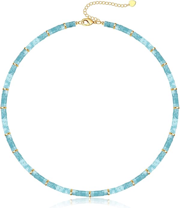 Choker Necklace for Women, Beaded Necklaces for Women Stocking Stuffers for Teens Teen Girl Gifts Gifts for Her Adjustable 14k Gold Gemstone Summer Anniversary Birthday Christmas Jewelry