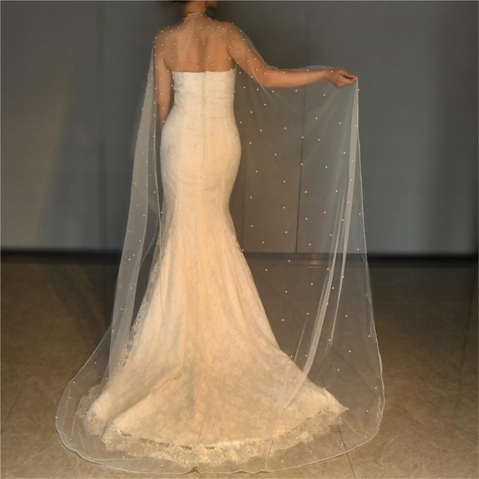 Estolas para Bodas Chal de perlas nupciales, vestido fiesta encaje suave blanco, abrigo DIY, mangas extraíbles, novia, Bolero