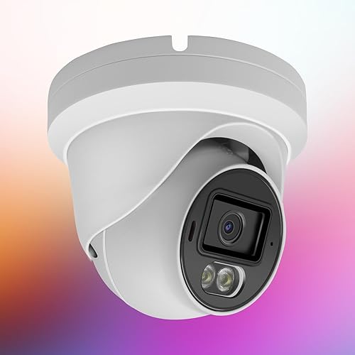 Cámara IP de seguridad a todo color de 5MP, cámara de seguridad domo IP PoE 3K con luz dual inteligente, conversación bidireccional, visión nocturna