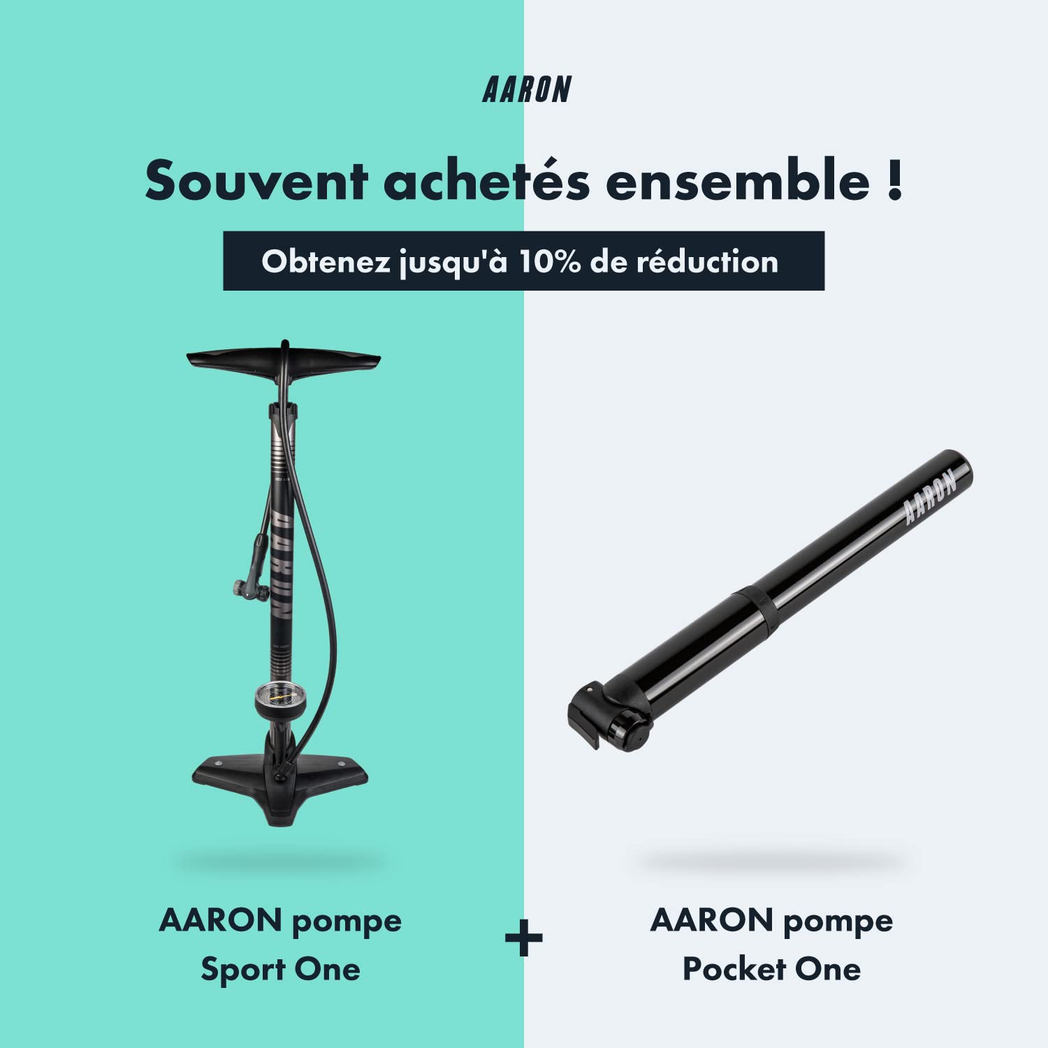 AARON - Pompe à Pied pour vélo Sport One - avec manomètre/pour Tous Types de valves/Haute Pression - avec Aiguille à Ballon - pour vélo électrique/VTT/vélo de Course/Autre