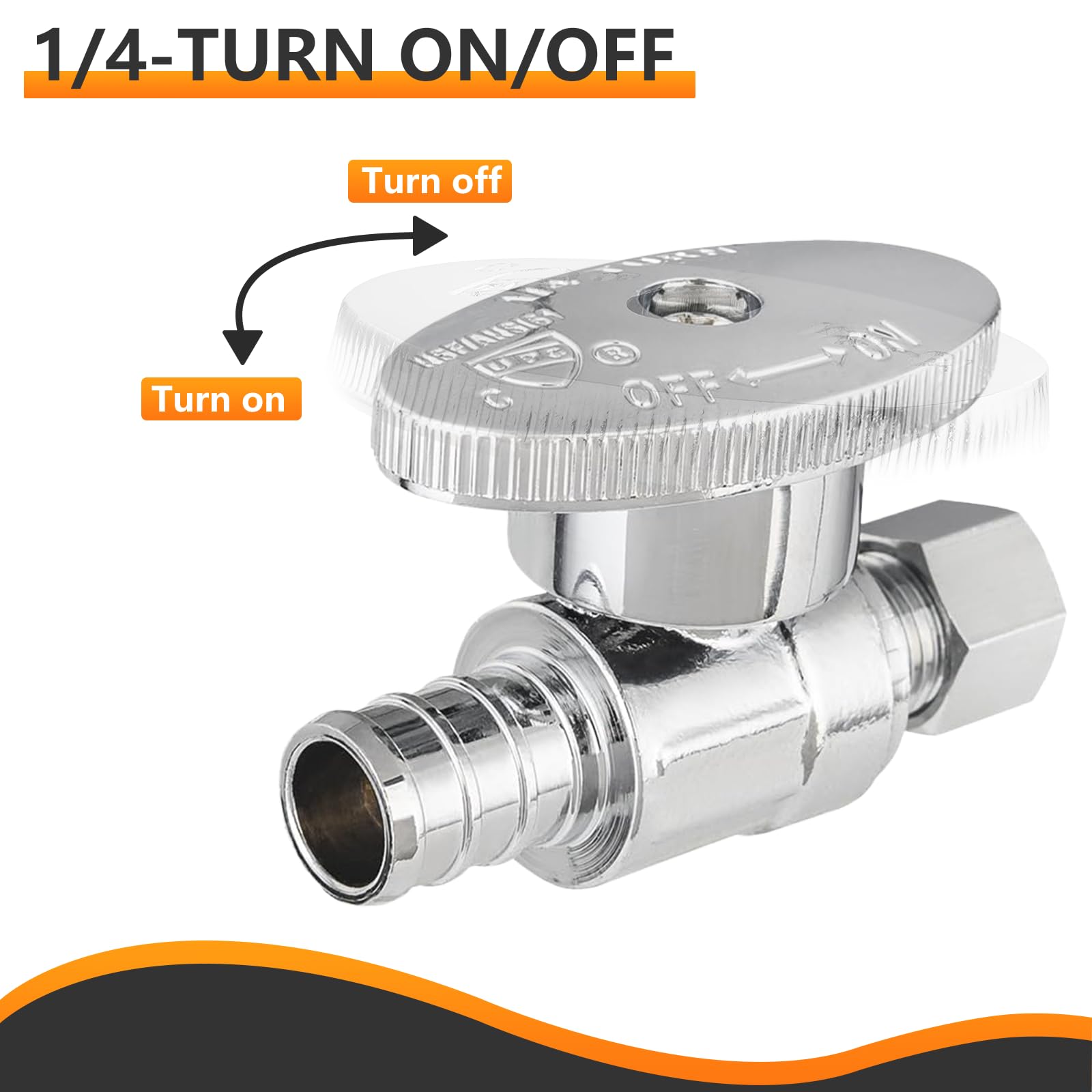 50-PCs HeSun Pex Straight Stop Valve, 1/2