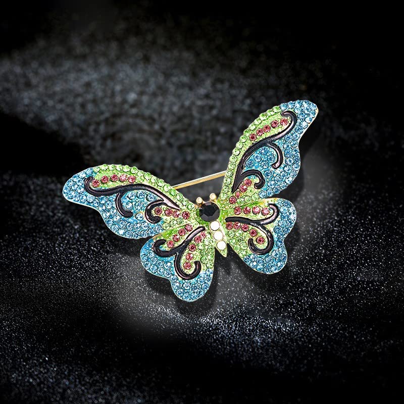 Image of Variety Styles Butterfly Brooch - Multi-Color Rhinestone Crystal Brooch Pin Cute Butterfly Shape Corsages Brooches Decoration Gift for Women