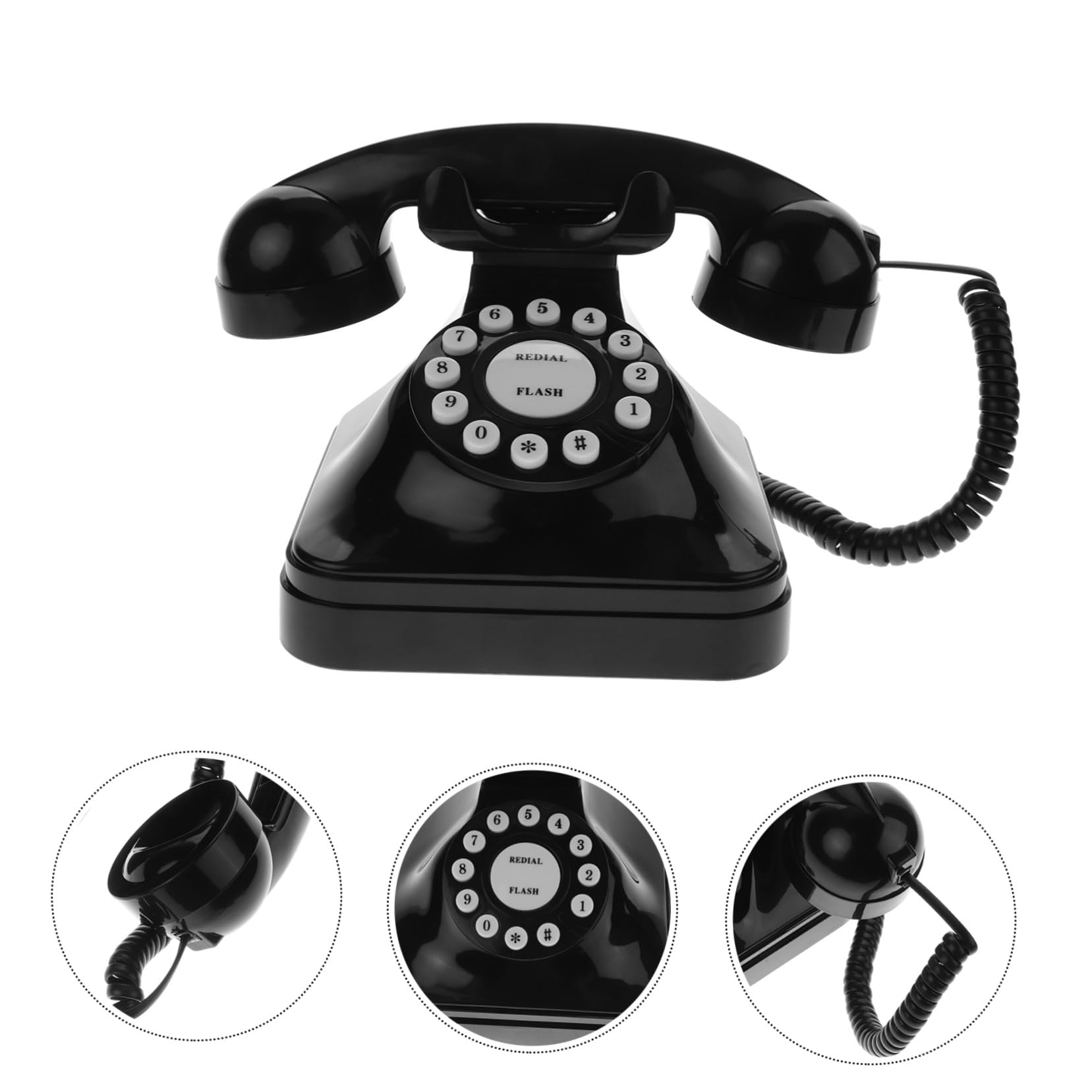 Teléfono Antiguo Retro Vintage Cable Negro Abs para Oficina | Modelo Fijo de Escritorio, Estilo Clásico Elegante, Uso en Hogar y Despacho