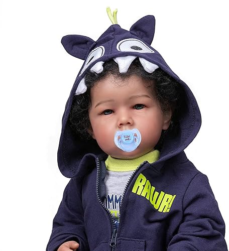 Miniatura 7 de Anano Muñecas recién nacidas negras de 20 pulgadas, cuerpo de tela de silicona suave, muñecas de bebé afroamericanas, muñecas étnicas Reborn para