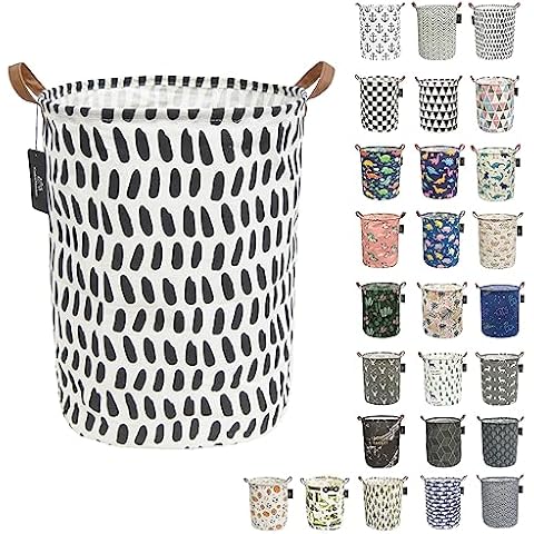 GodenMoninG 62.8L Waterproof Round Cotton Linen Collapsible Storage Basket Cover
