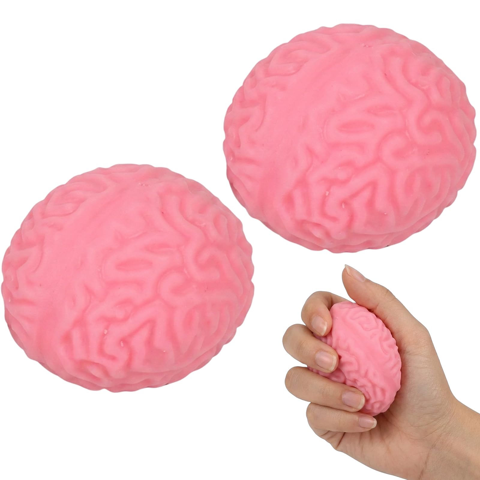 2PCS Brain Squishy, Sugar Squishies, Sensory Experience,Brainrot and Clay Ornament Items in Pink