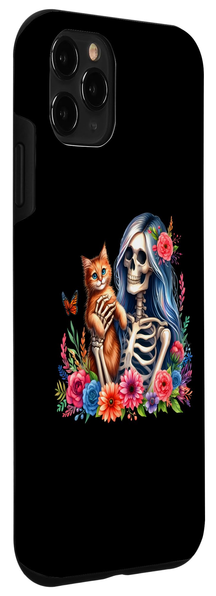 iPhone 11 Pro Female Skeleton And Cute Kitten Cat Lovers Halloween Vintage Case - Image 3