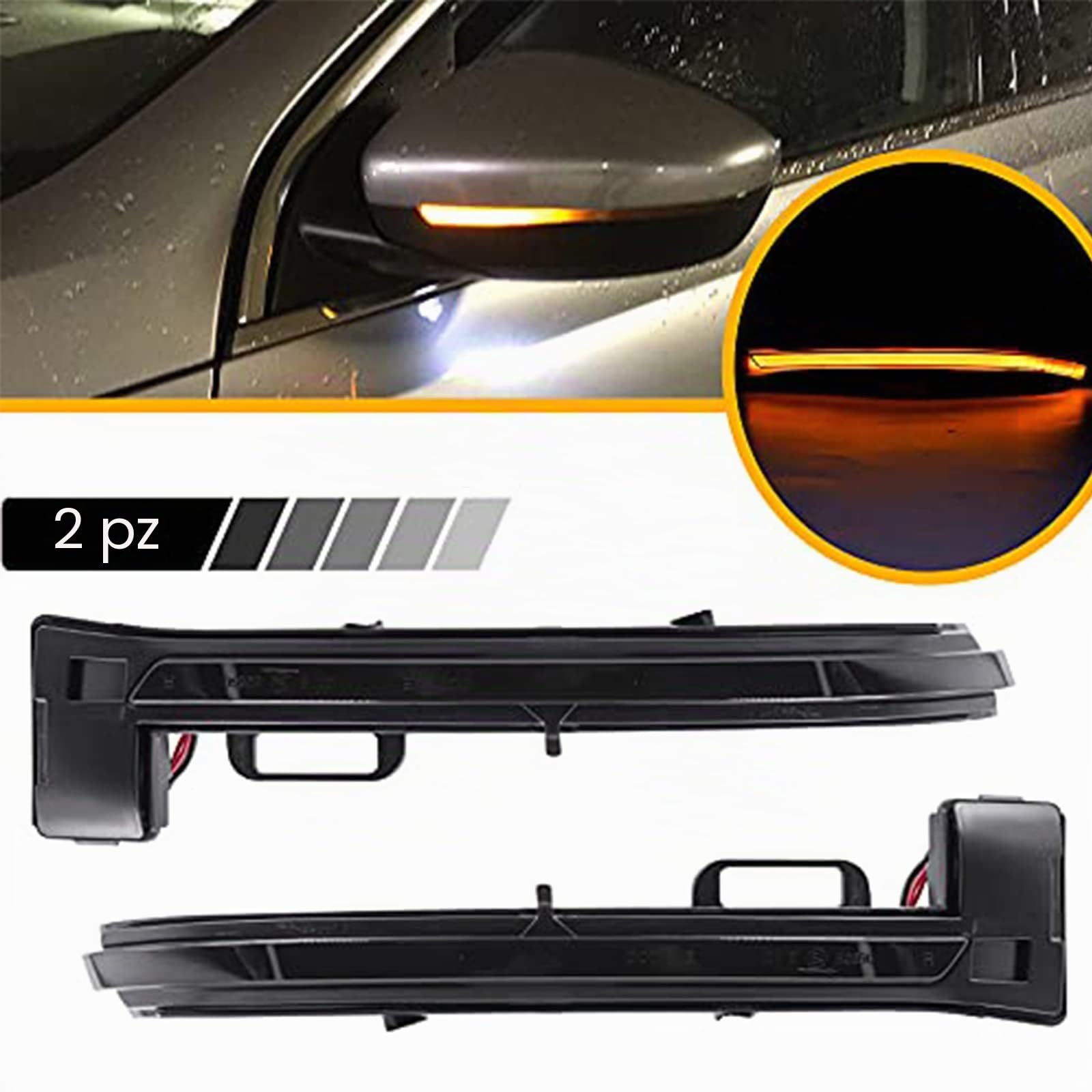 2pcs Dinamico Specchio Laterale Lampade LED Segnale di Direzione Compatibile con Peugeot 308 2013-2019