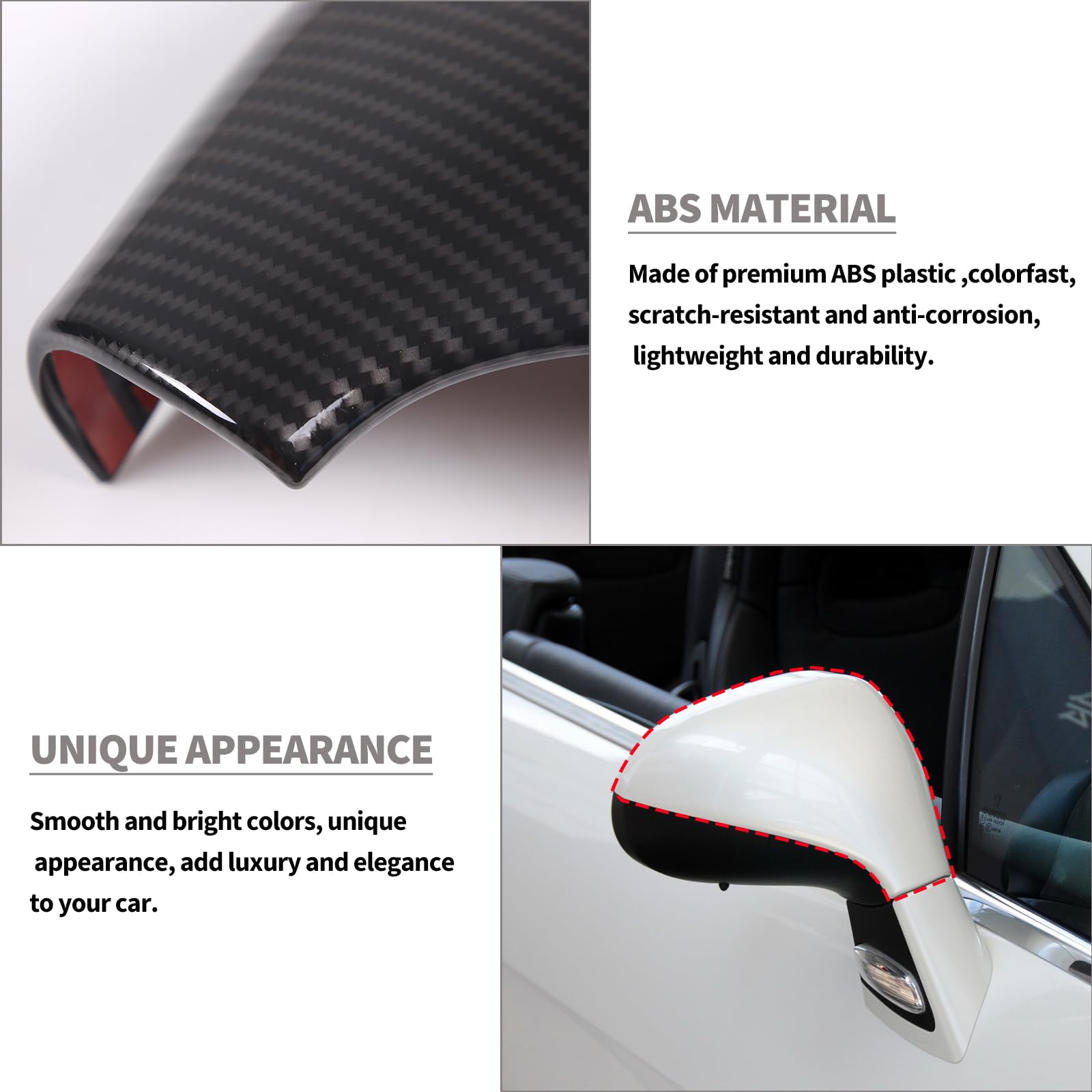 Coperchio Copri Specchietto Retrovisore Laterale Alare Auto in Plastica ABS Trim Per Peugeot 207 308 2006-2014 Accessori Esterni (Fibra di Carbonio)