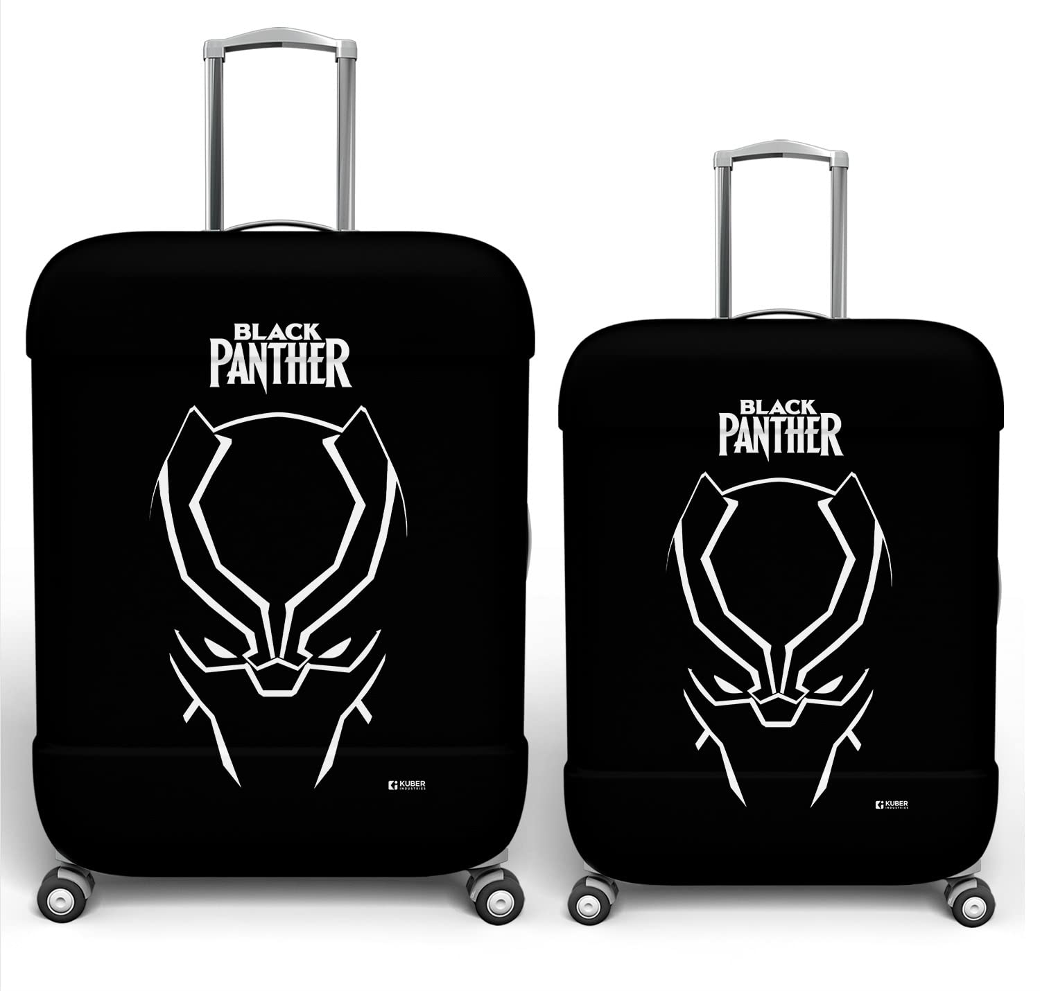 Marvel Black Panther Luggage Cover | Polyester Travel Suitcase Cover | Washable | Stretchable Suitcase Cover | 18-22 Inch-Small | 22-26 Inch-Medium | Pack of 2 | Black