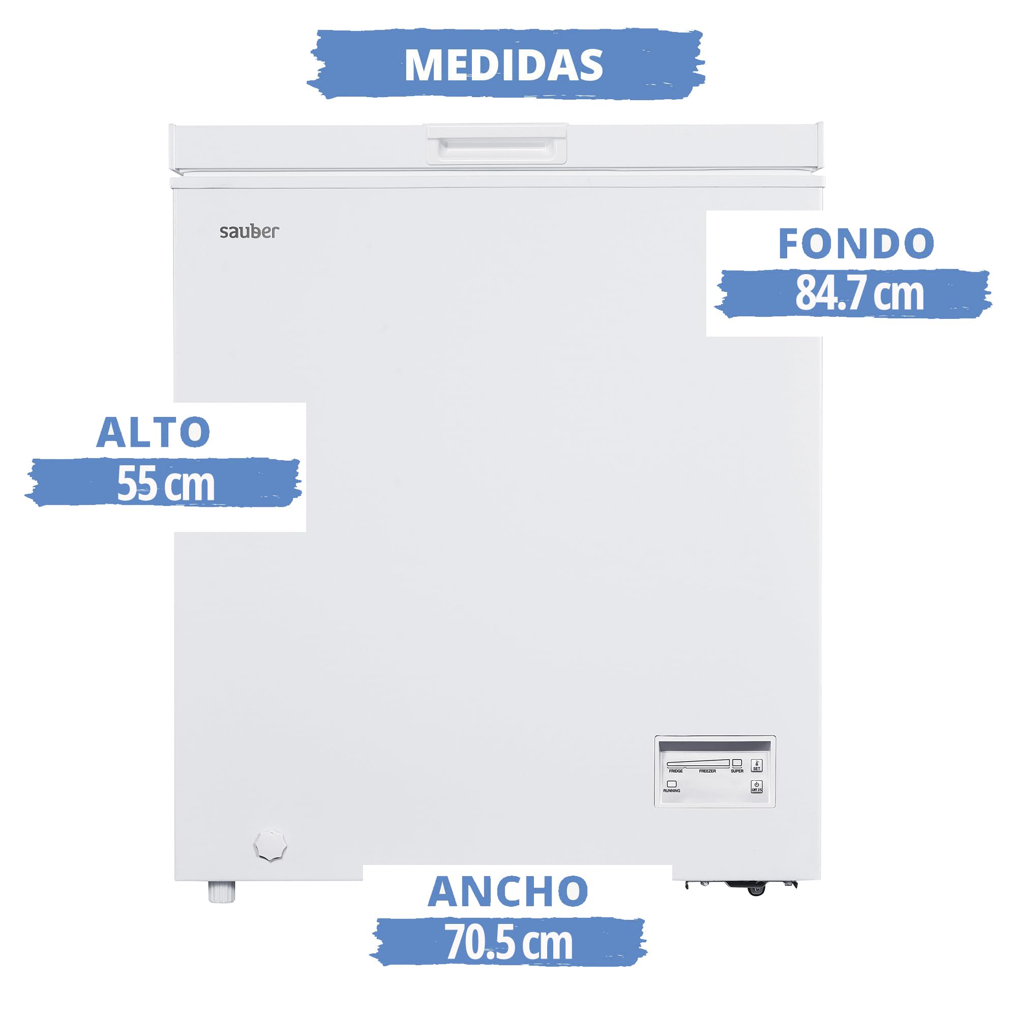 Sauber - Congelador Horizontal SERIE 5-145H - Eficiencia energética: F - Ancho: 70,5 cm - 145 litros - Función DUAL Frigo/Congelador - ENTREGA Y RETIRADA USADO EN DOMICILIO