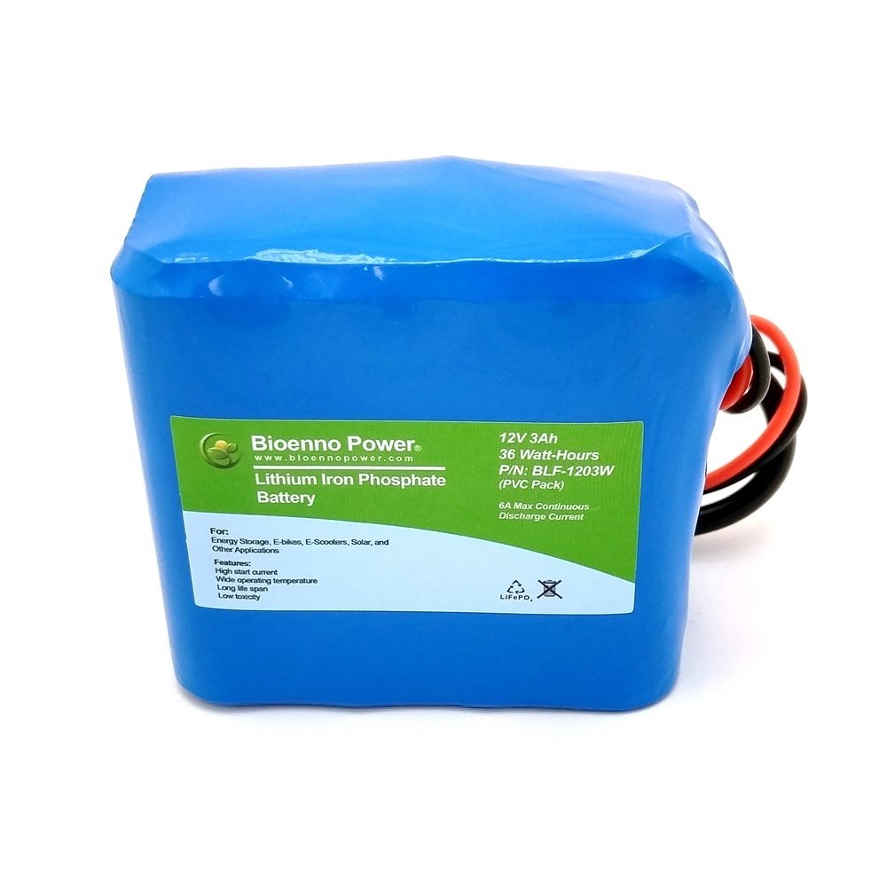 Bioenno Power 12V, 3Ah LFP Battery (PVC, BLF-1203W)