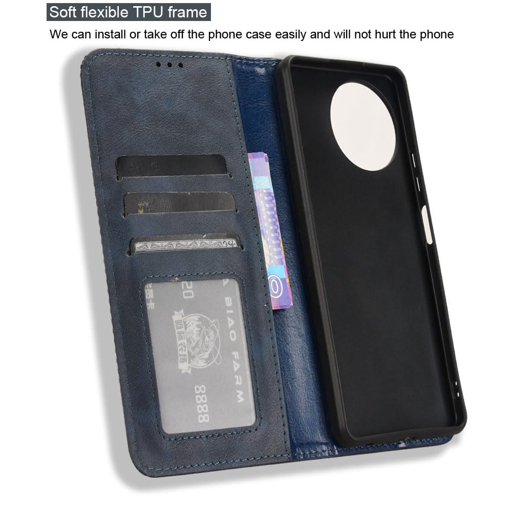 COMAKU Compatible with Blackview Shark 8 Case Leather - Flip Cover Protection magnetic Phone Case wallet with Card Holder - Blue - Image 3