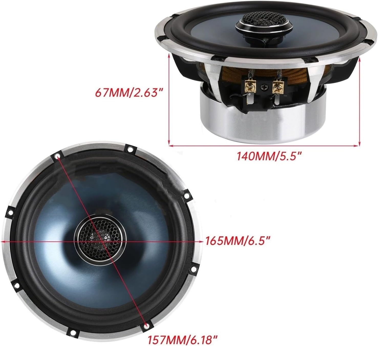 ツイーターHiFiオートカー 2個 車用 6.5インチ 2ウェイ 同軸