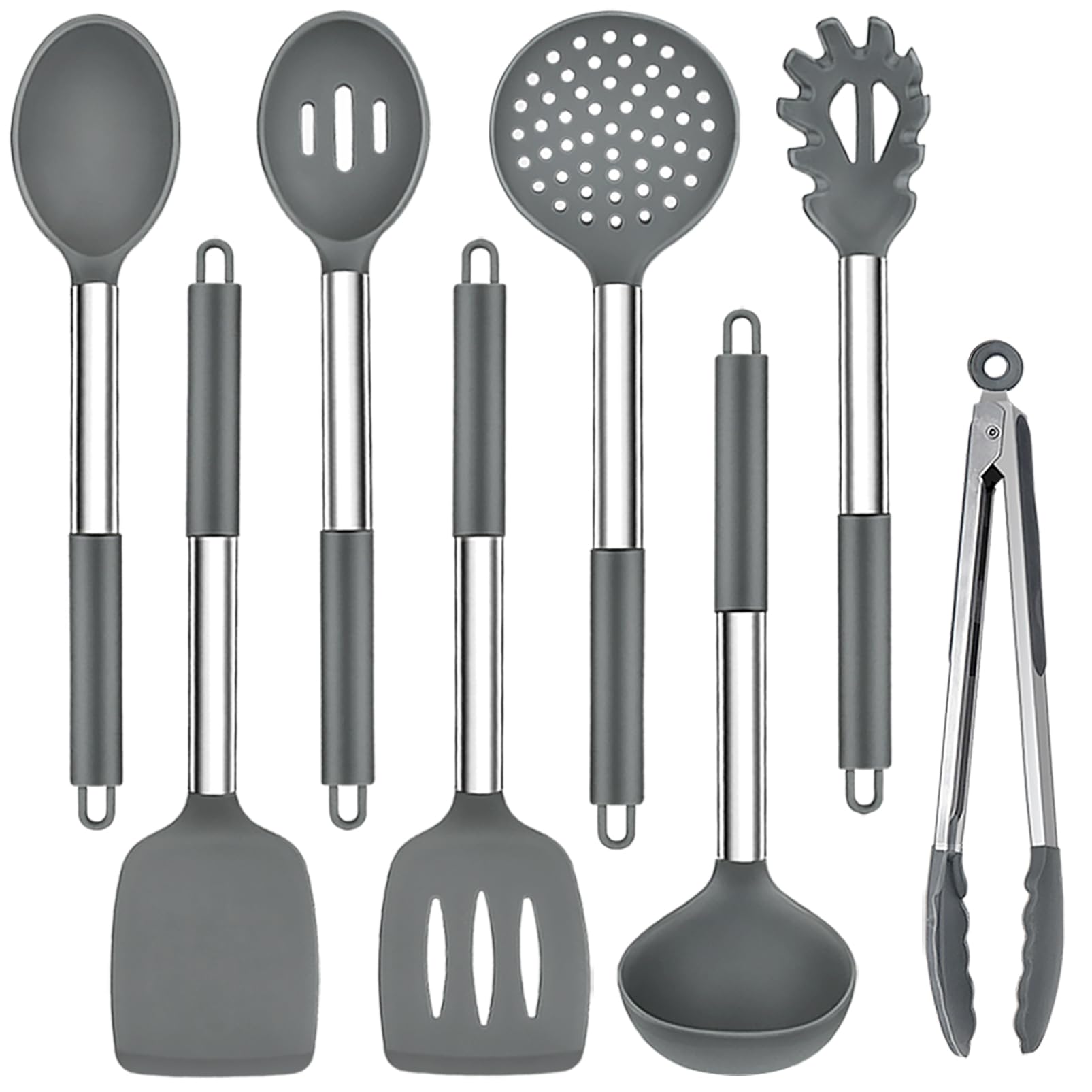TeamFar Kitchen Utensils Set of 8, Silicone Utensils Kitchen Tools