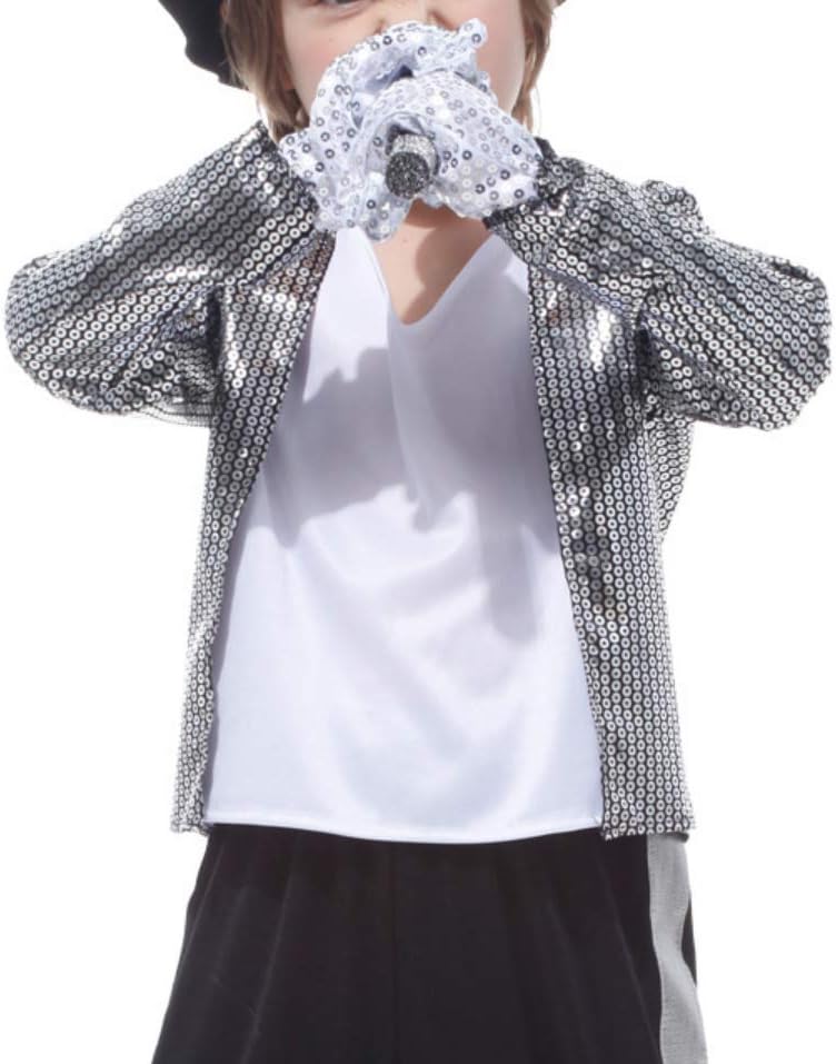 lontakids Kids Boys 80s Costume Michael Cosplay Hip Hop Stage Outfits with Matched Hat Gloves - Image 4