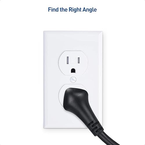 Miniatura 6 de Cable Matters Paquete de 2 cables de extensión de alimentación cortos resistentes 14AWG 15A de 3 pies con enchufe de perfil bajo, color negro,