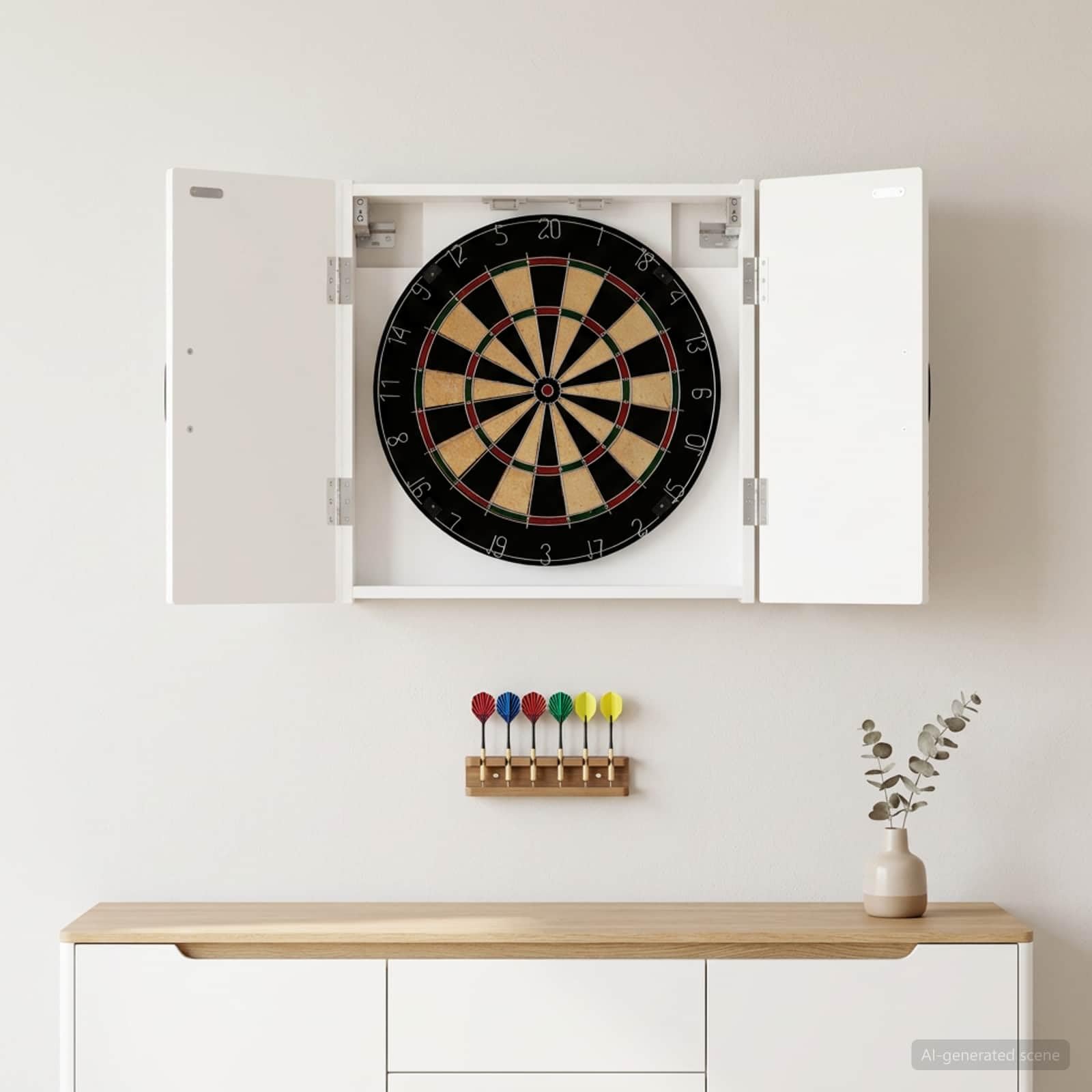 Dartboard Schrank Utrecht Weiß 52,5 x 10,5 x 53,5 cm,Dart-Rückwände,897765