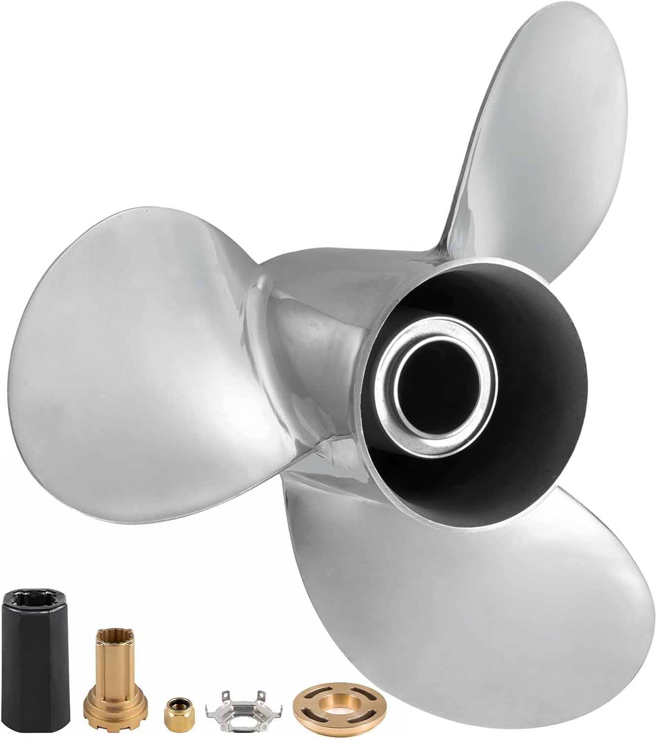 Upgrade Stainless Steel 13 1/4×17 Outboard Boat Propeller for Mercury Engines 40-150HP,OEM NO.48-854354A46 15 Tooth, RH 40HP 50HP 65HP 70HP 75HP 80HP 90HP 100HP 115HP 125HP 140HP 150HP