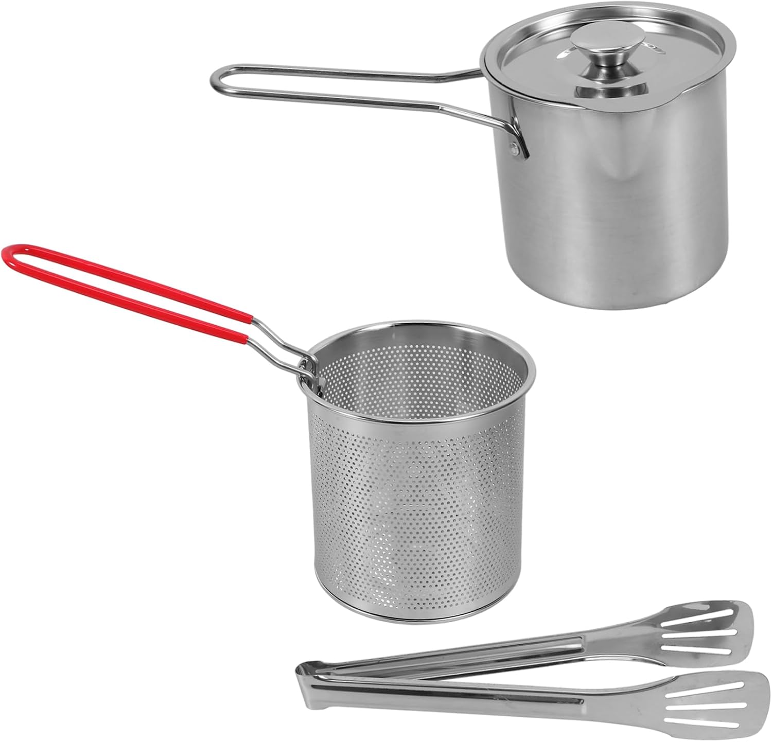 MAGICLULU 304 Stainless Steel Deep Frying Pot Set with Strainer Basket Multi-functional Deep Fryer for Home Cooking for Frying Fish Shrimp and Vegetables