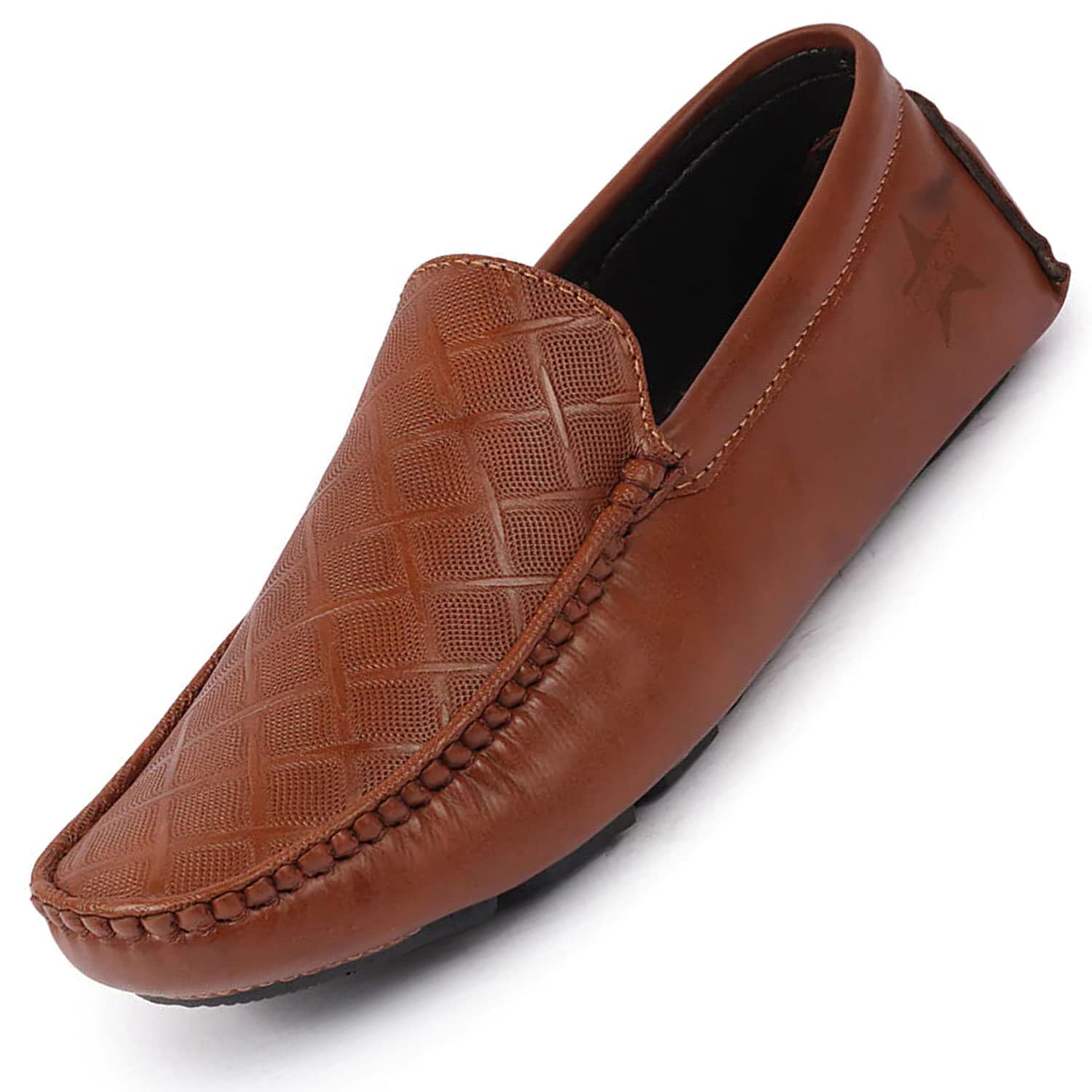 FAUSTOMen's Textured Casual Classic Slip-Ons Driving Loafer and Moccasins