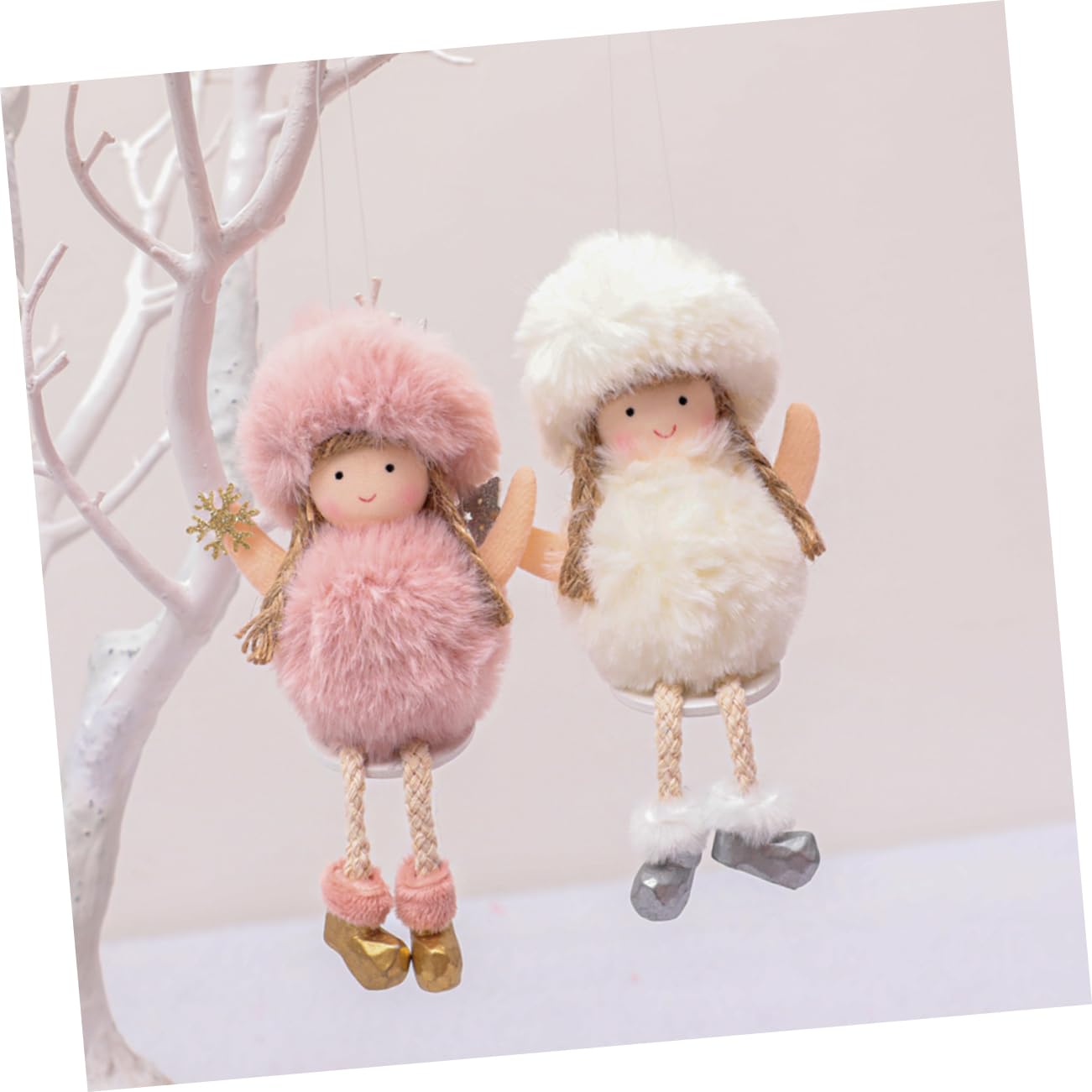 OUNONA 9piezas Adornos Navideños De Ángel Colgantes De Muñecos De Peluche para Decorar Árbol Pared y Ventanas Navidad