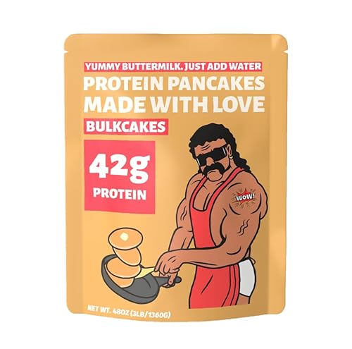 Bulk Cakes Mezcla de panqueques de proteínas, 1.48oz de proteínas, mezcla saludable para panqueques y gofres, suero de mantequilla, 3 libras, sin