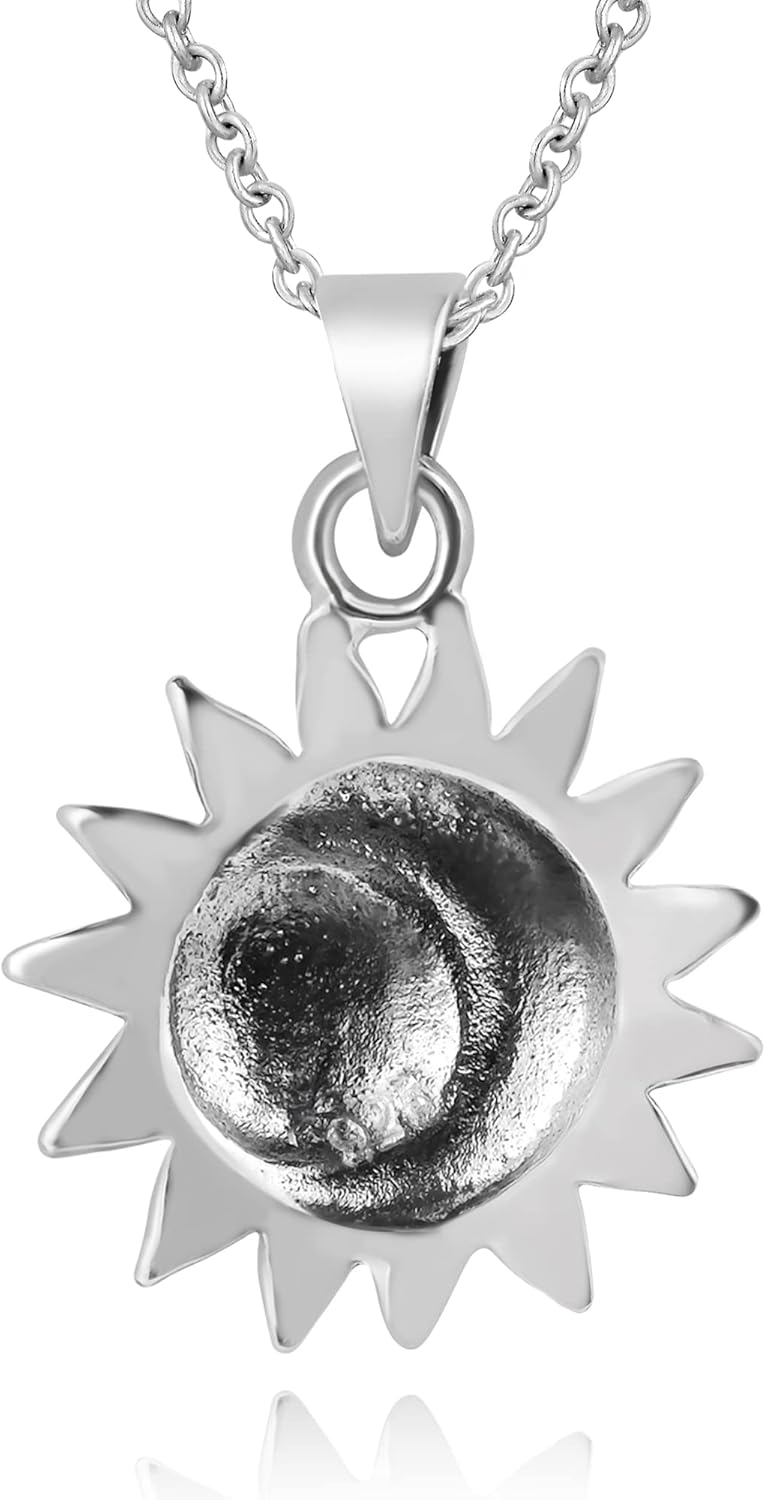 AeraVida Couple Love Celestial Sun And Moon 925 Sterling Silver Necklace - Image 3