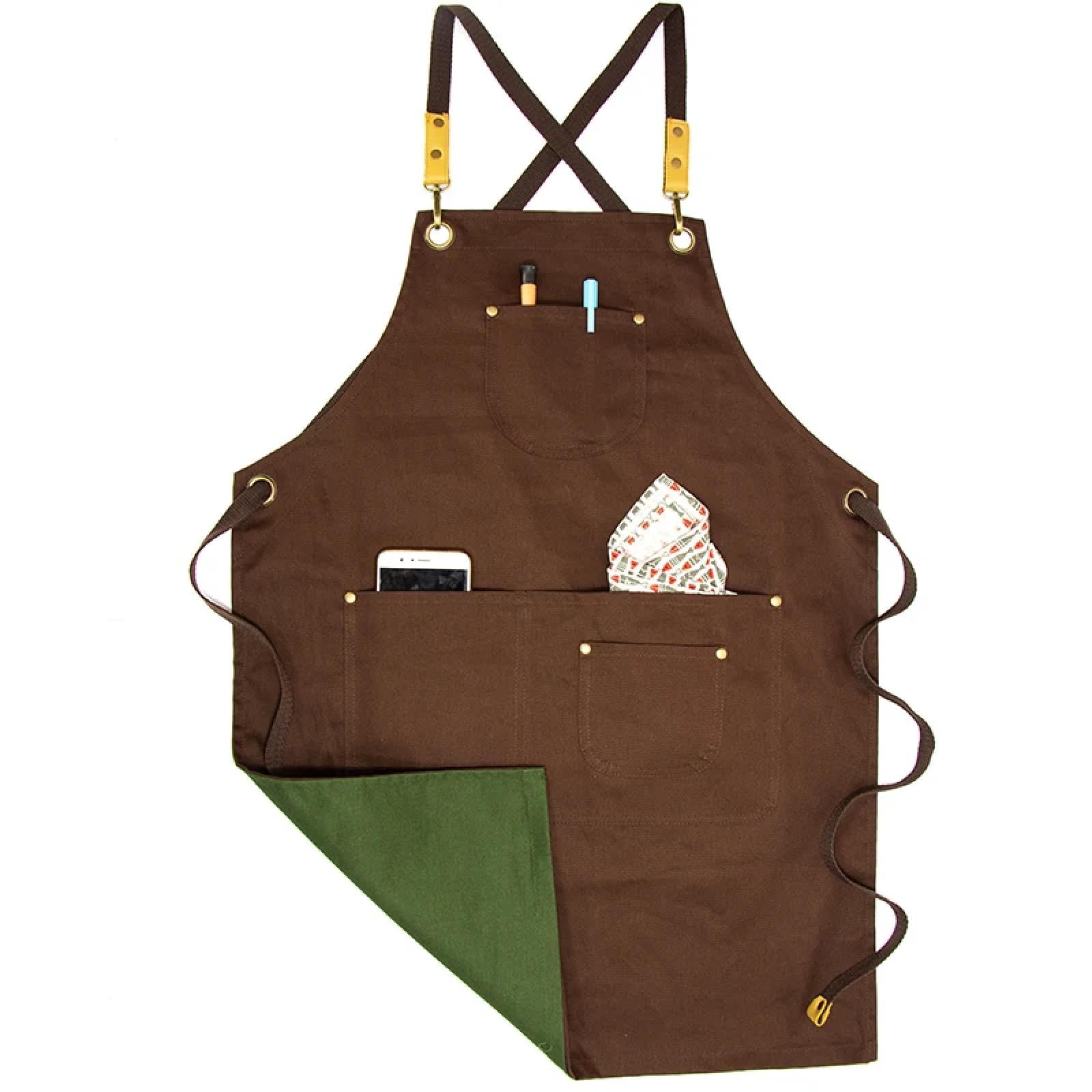 Grembiule Cucina Apron Grembiuli da Cucina su Due Lati della Tela di Moda per La Donna Uomini Chef Lavoro Ristorante Bar Negozio caffè