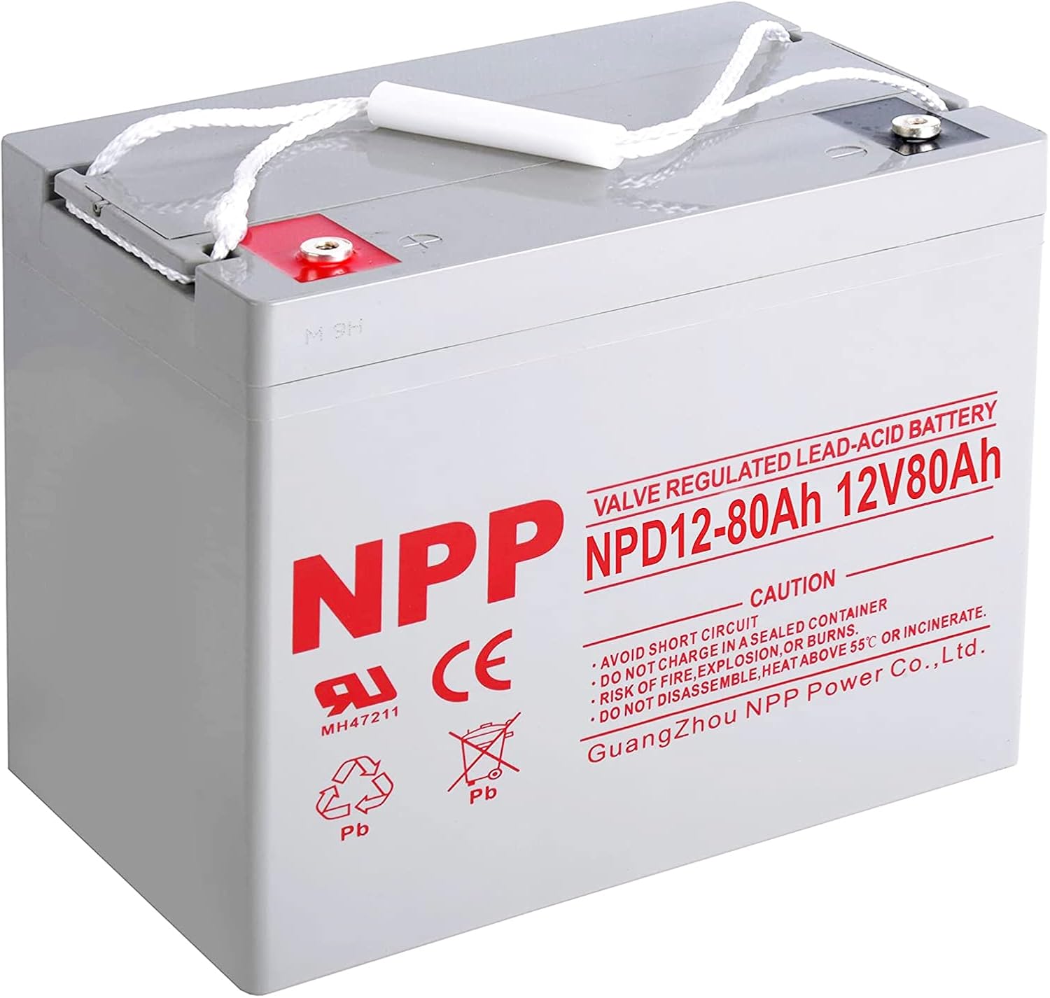 NPP NPD12-80Ah 12V 80Ah Group 24 AGM Deep Cycle Battery, T14 Terminal, Rechargeable Sealed Lead Acid Batteries for Backup Sump Pump, Off-Grid Solar, RV, Trolling Motor, Wheelchair