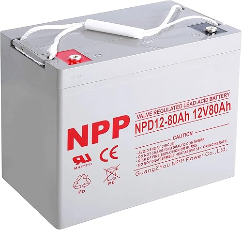 NPP NPD12-80Ah 12V 80Ah Grupo 24 AGM Batería recargable de ciclo profundo para bomba de sumidero de respaldo, motor de arrastre, sistema solar,
