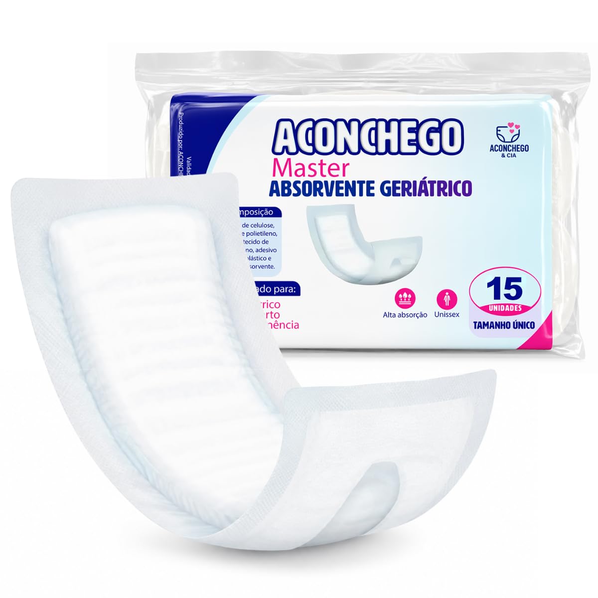 Absorvente Geriátrico, Alta Absorção, Proteção Anti Vazamento, Unissex, Uso Dia e Noite,