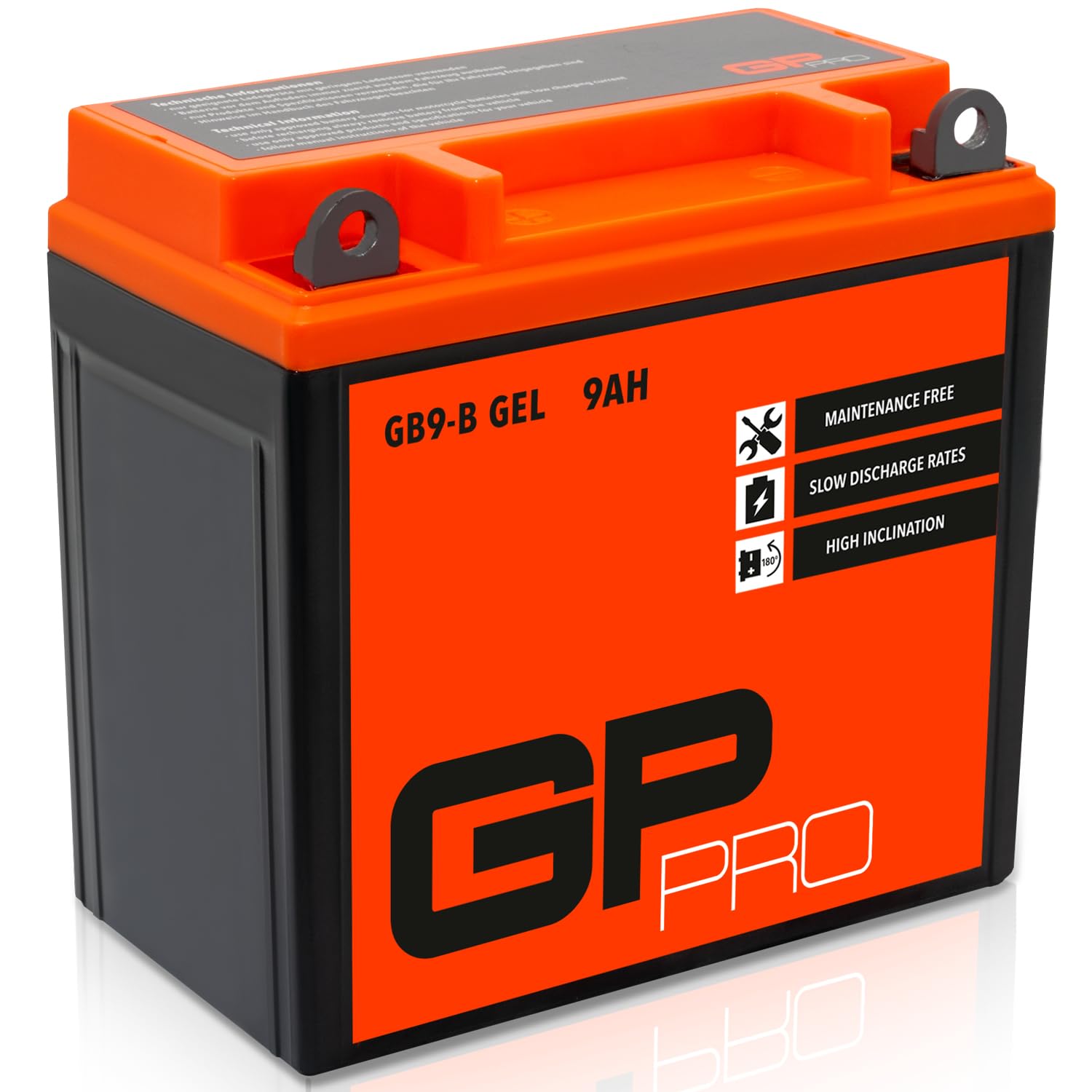 GP-PRO GB9-B - Batería de arranque para scooter y motos, 12V, 9Ah, parecido a YB9-B / 50914, sin necesidad de mantenimiento