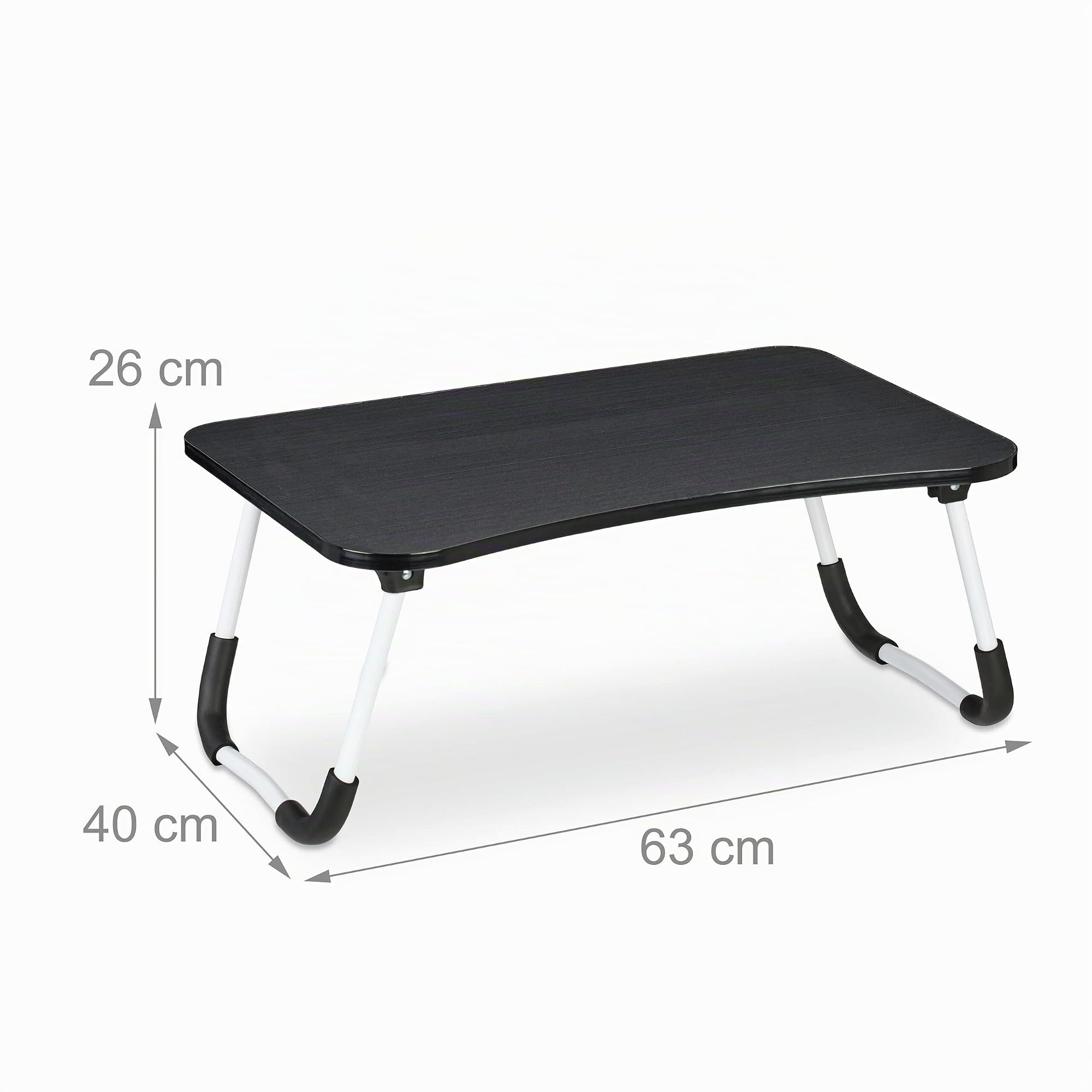 Relaxdays Tavolino per Laptop, Pieghevole, Letto e Divano, 26 x 63 x 40 cm, Tavolinetto per Notebook, MDF e Ferro, Nero