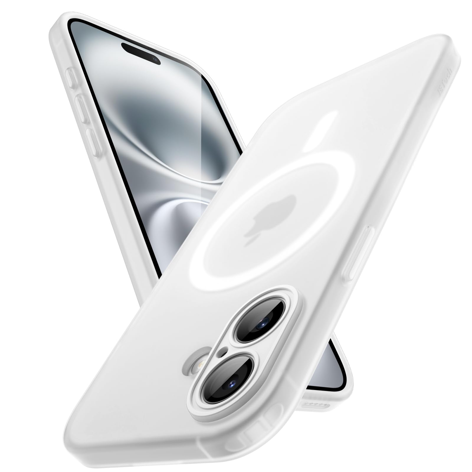 JETech Magnetic Matte Case for iPhone 16, Frosted Clear | Compatible with MagSafe, Transl…