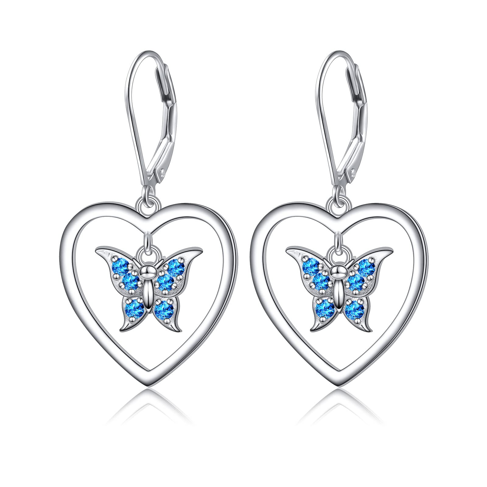 DAOCHONGMothers Day Gifts S925 Sterling Silver Heart Dangle Drop Stud Earrings for Women Girl Mom Sister Friend Jewelry
