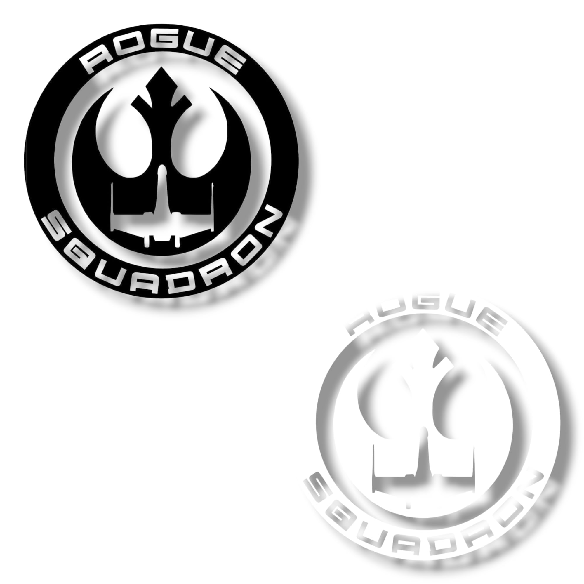 Rogue Squadron 4x4 Vinyl Decals (2-Pack) - 6-Year Lifespan, Includes 1 White & 1 Black Sticker, Perfect for Cars, Laptops, and Personal Gear