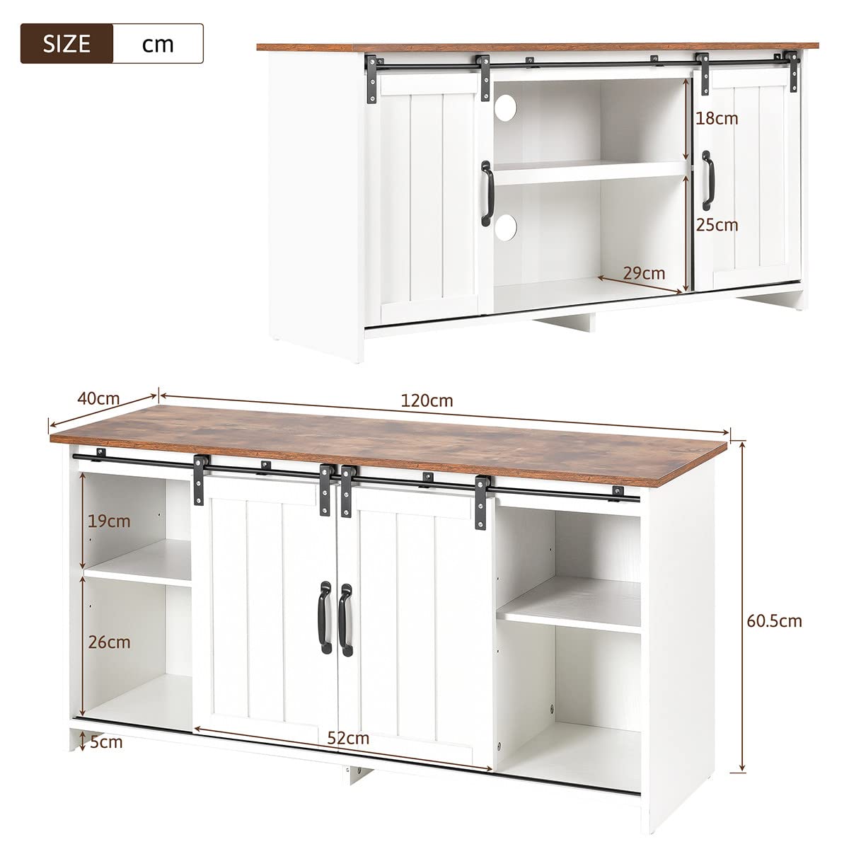 Fresia dressoir, Buffetkast met 3 deuren en 1 verstelbare plank, Elegant woonkamerdressoir, TV