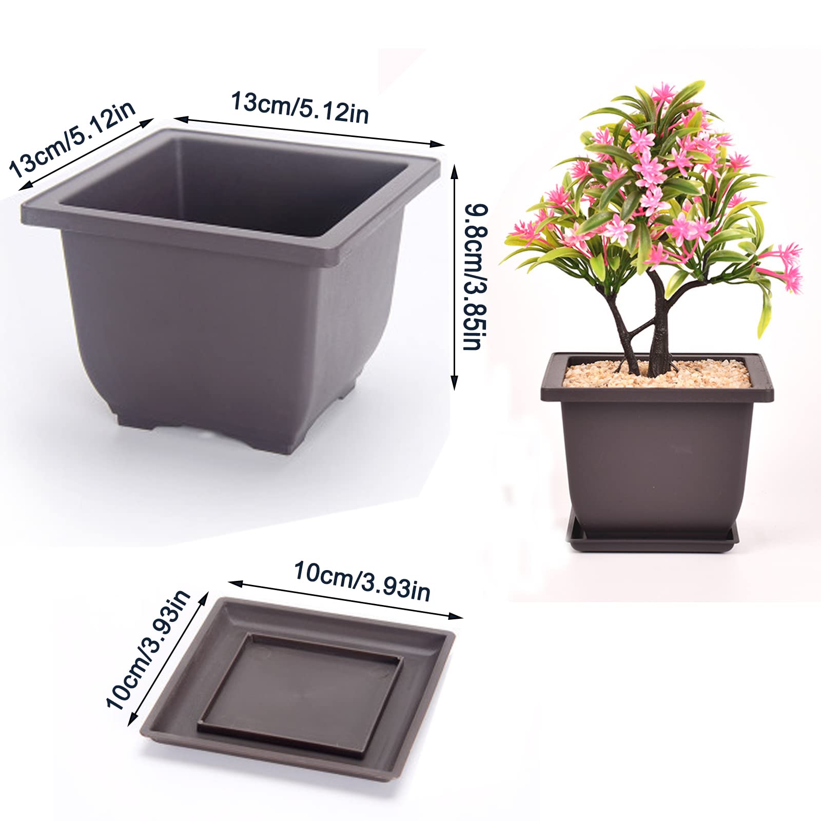 Bonsai Training Potten met Dienblad Plastic Rechthoek Planter Bloem