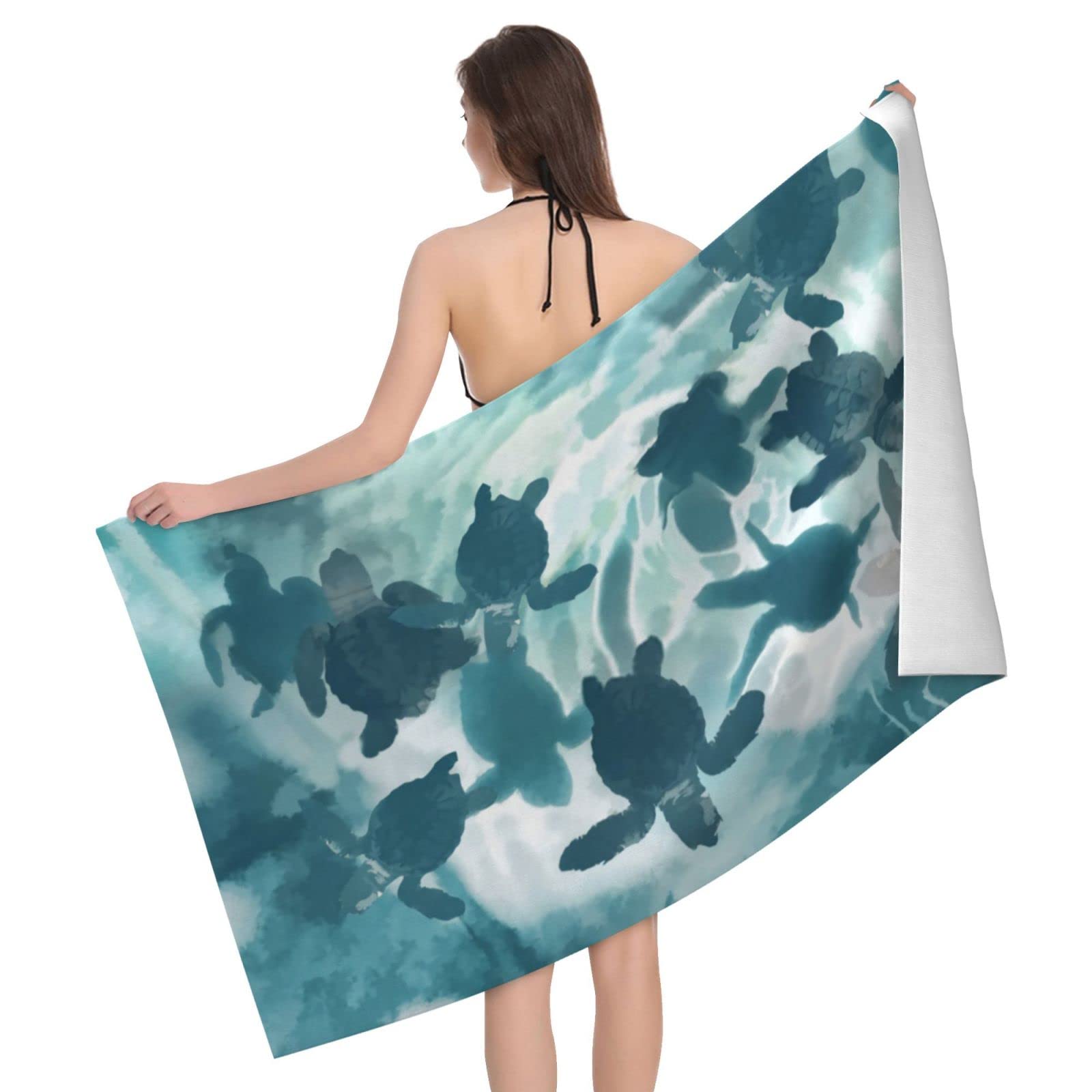 Lawenp Watercolor Painting Turtle Bath Towel Beach Towel Popular Durable Stylishffy Touch Highly Absorbent Quick Dry Polyester 32" X 52" Also As A Gift