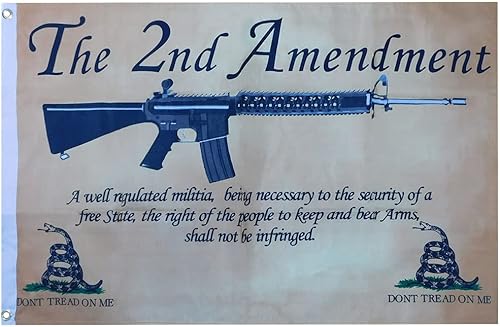 The 2nd Amendment - Bandera de poliéster 100D con ojales, diseño de pergamino Don't Tread On Me de 2 x 3 pies, novedades alternativas