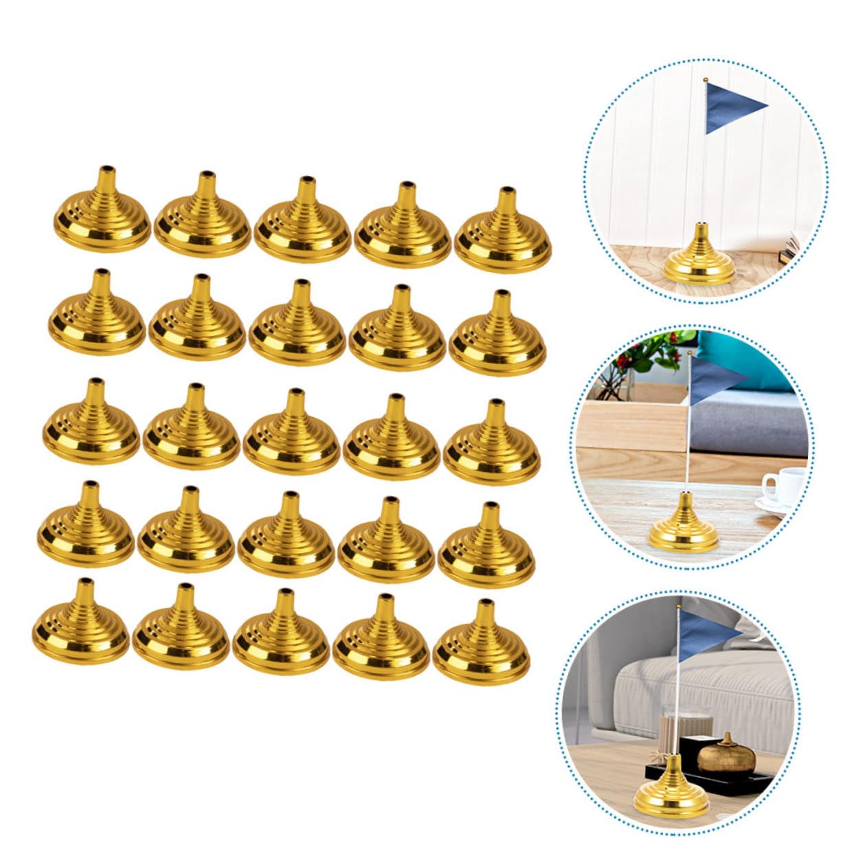 BESPORTBLE 10 Ensembles Base De Mât Porte-Drapeaux Pôle De Drapeau Portable Petit Bases De Drapeau Titulaires Poteaux Mât De Drapeau Intérieur Mâts De Drapeau Golden Plastique 30 Pièces * 10
