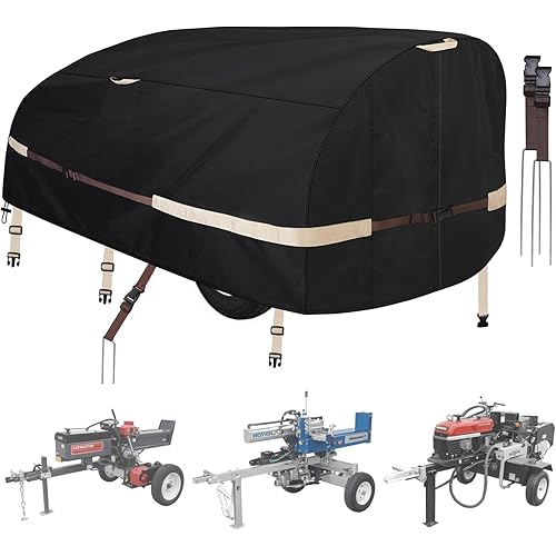 Log Splitter Cover Heavy Duty Windproof (94.5" L X 49.6" W X 41.7" H) for 15-45ton Heavy-Duty Waterproof Log Splitter Cover Wood Splitter Cover All Weather Protection Log Splitter Accessories