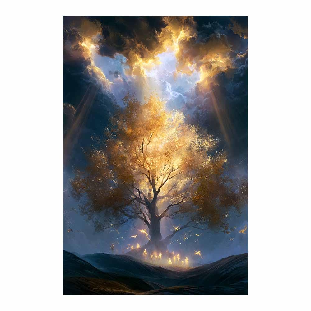 XENIOU Landscape Wall Art Vibrants Splash Tree canvas painting wall art, Living Room Bedroom Hallway Stairs Decoration.(Multicolor)-70x100cm Unframed