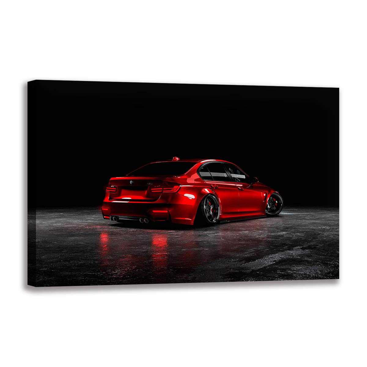 Peinture sur toile voiture de sport de luxe rouge et noir premium