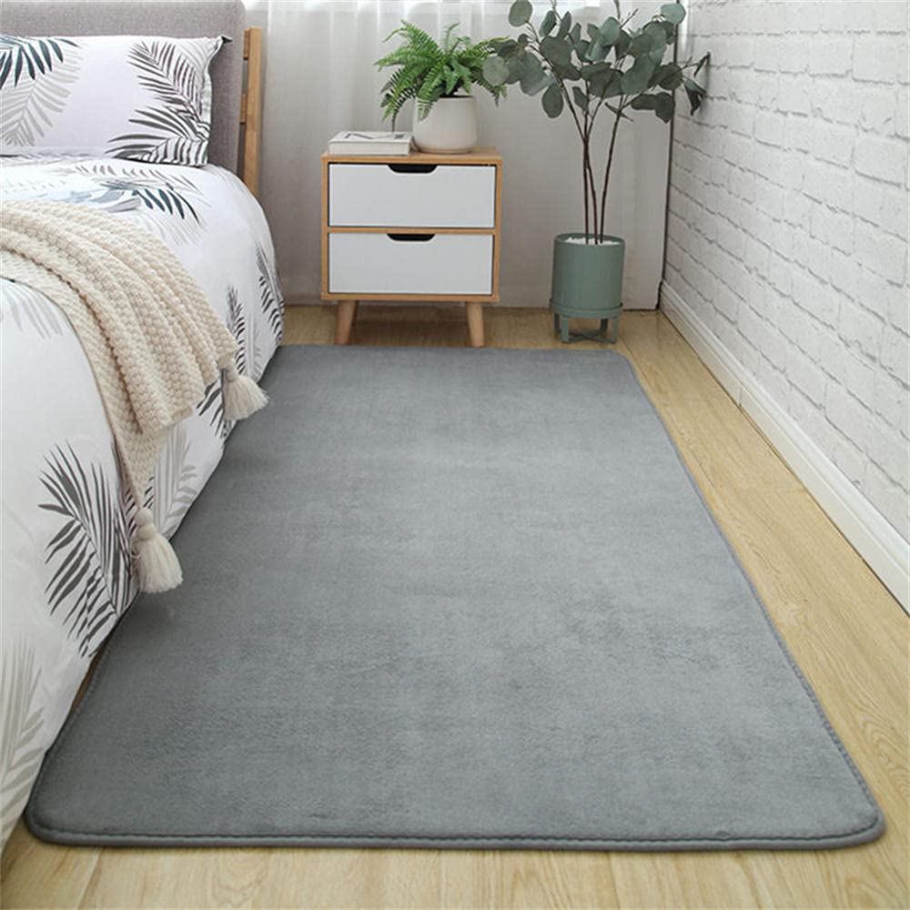 Tapis de salon moderne antidérapant LUNEZY grand modèle gris lavable