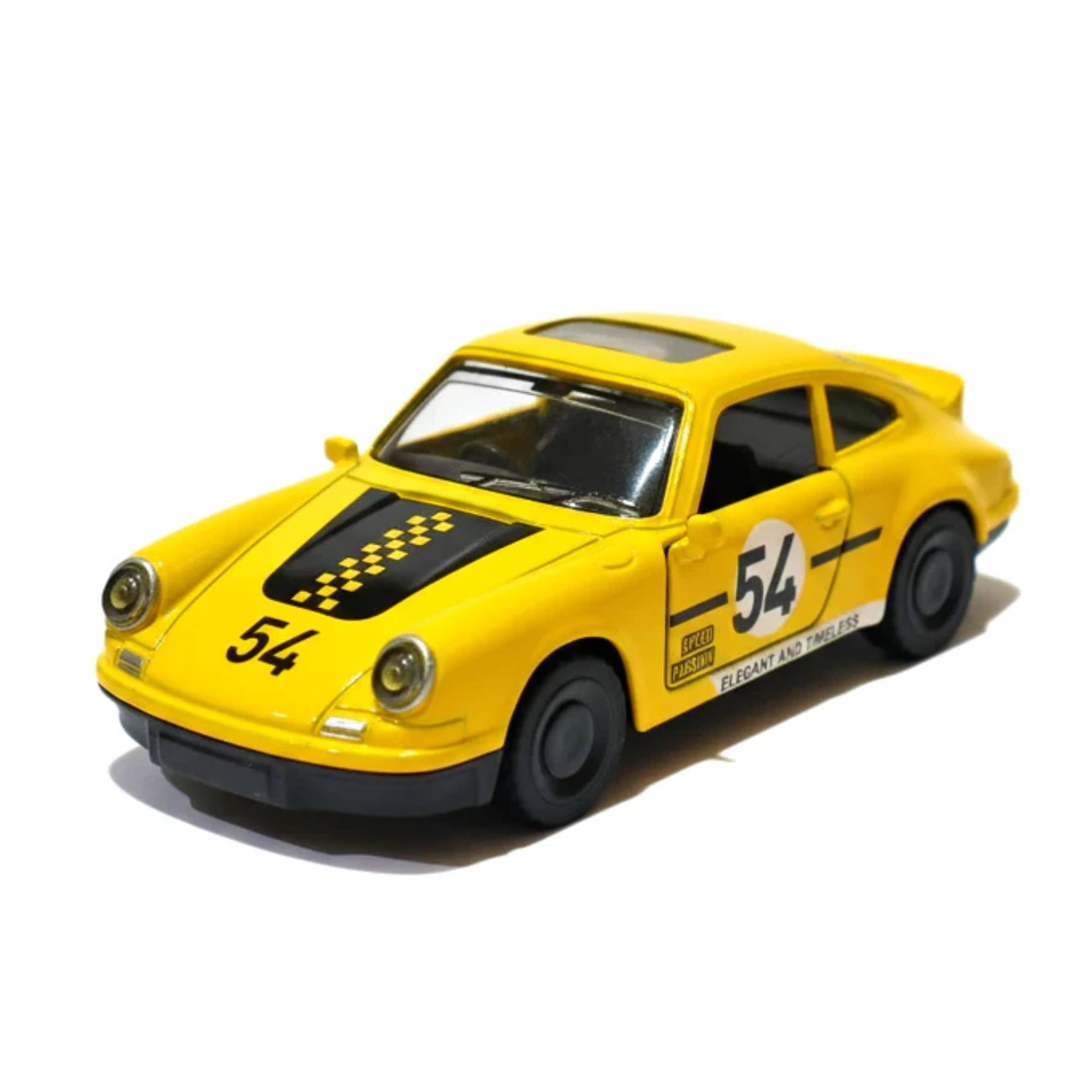 SHAKTISM Die Cast Metal Toy Cars Set – 1:43 Scale Pull Back Action Cars with Open Doors, 4 Model Designs, Mini Vintage Car Collection for Kids Boys Girls, Gift Toy (Yellow Diecast Model)-image-25