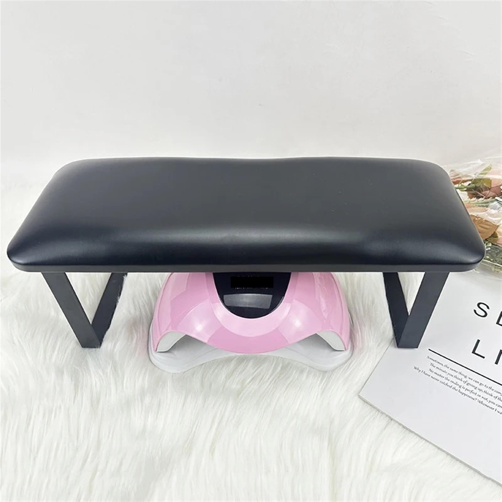 Cojín para las manos y reposabrazos para manicura, Arm Rest For Nails Multicolor Iron Leather Stand Cushion Hand Pillow Manicure Salon Home(Black)